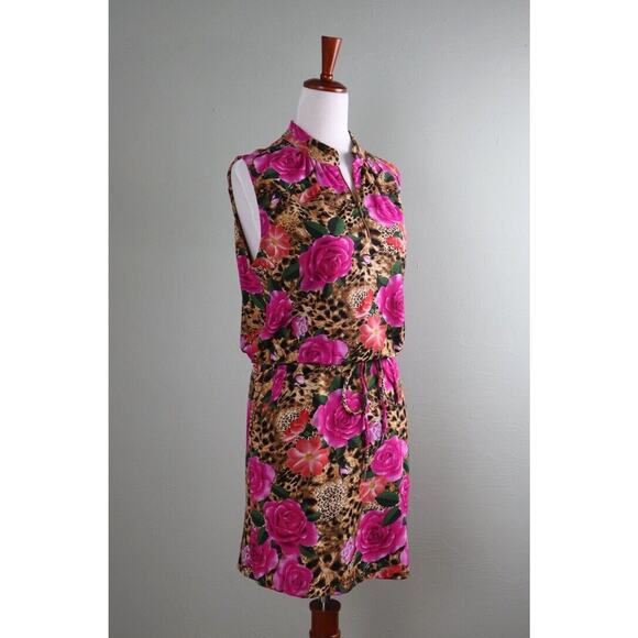 IBKUL $128 Rose Floral Leopard 1/2 Zip Golf Stretch Athletic Dress Size Small - Picture 2 of 6